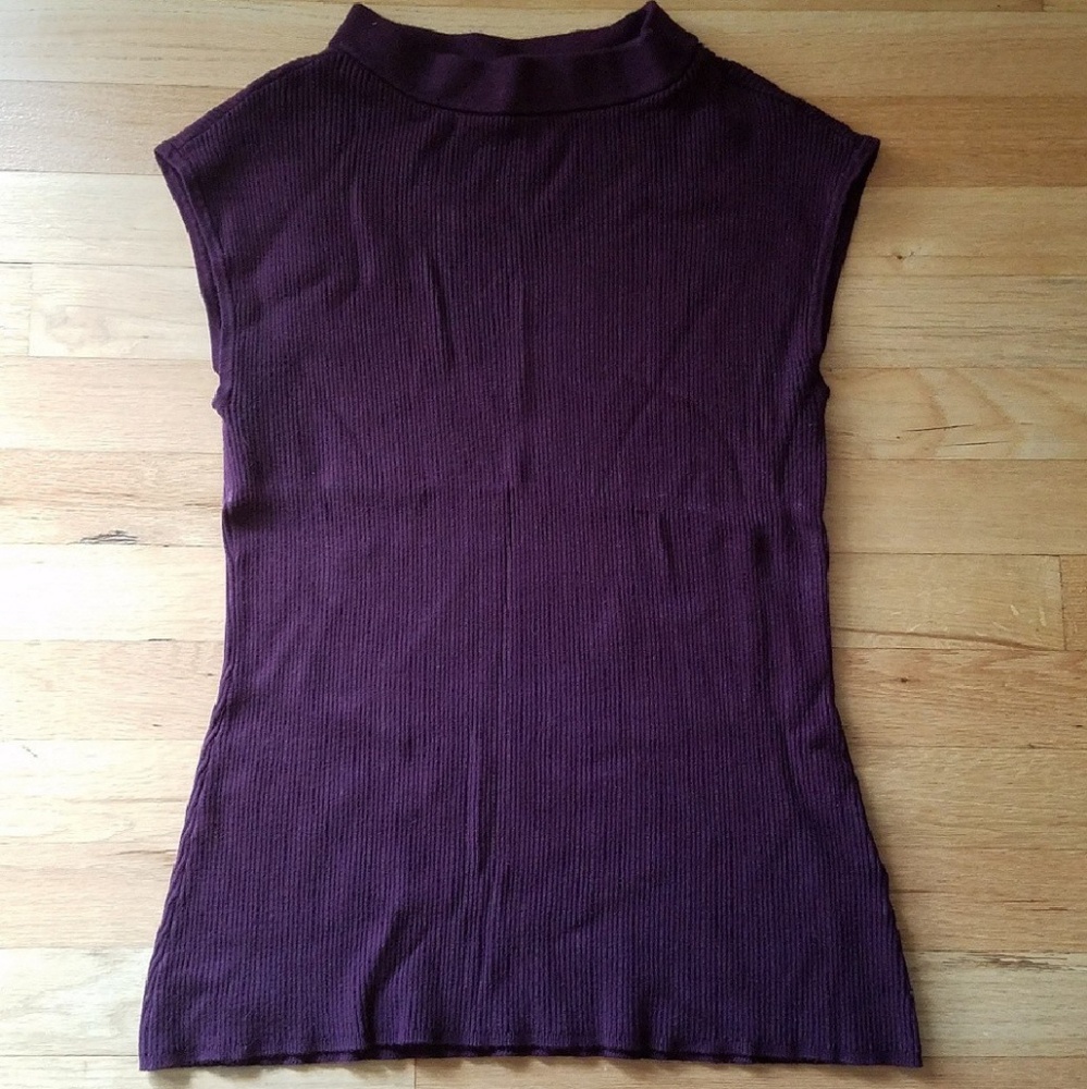 NY & Company Maroon Ribbed Sleeveless Sweater-XL